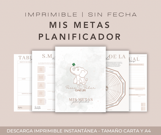 Mi Planificador De Metas Imprimible Sin Fecha 12 paginas