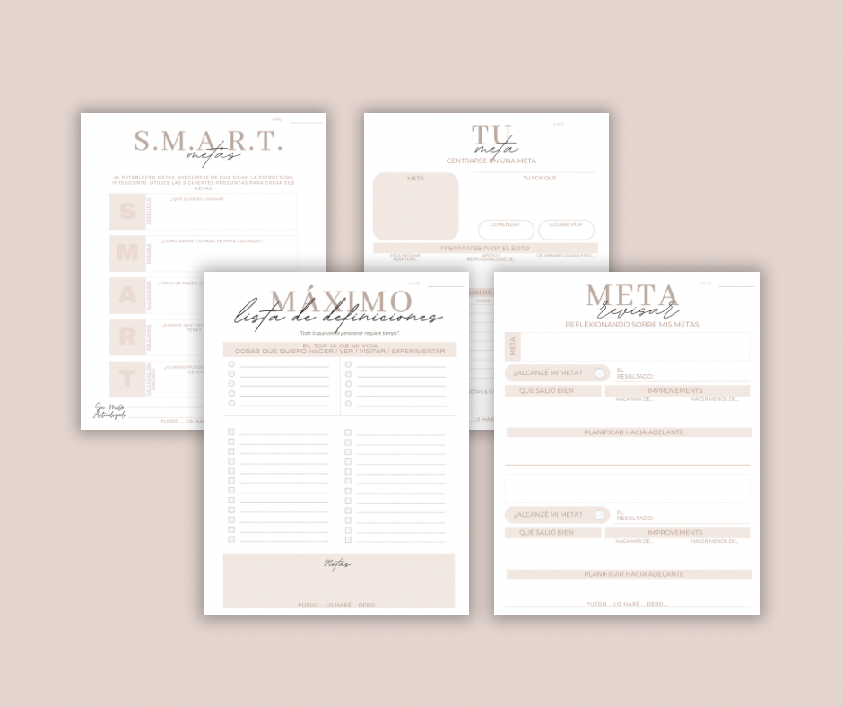 Mi Planificador De Metas Imprimible Sin Fecha 12 paginas
