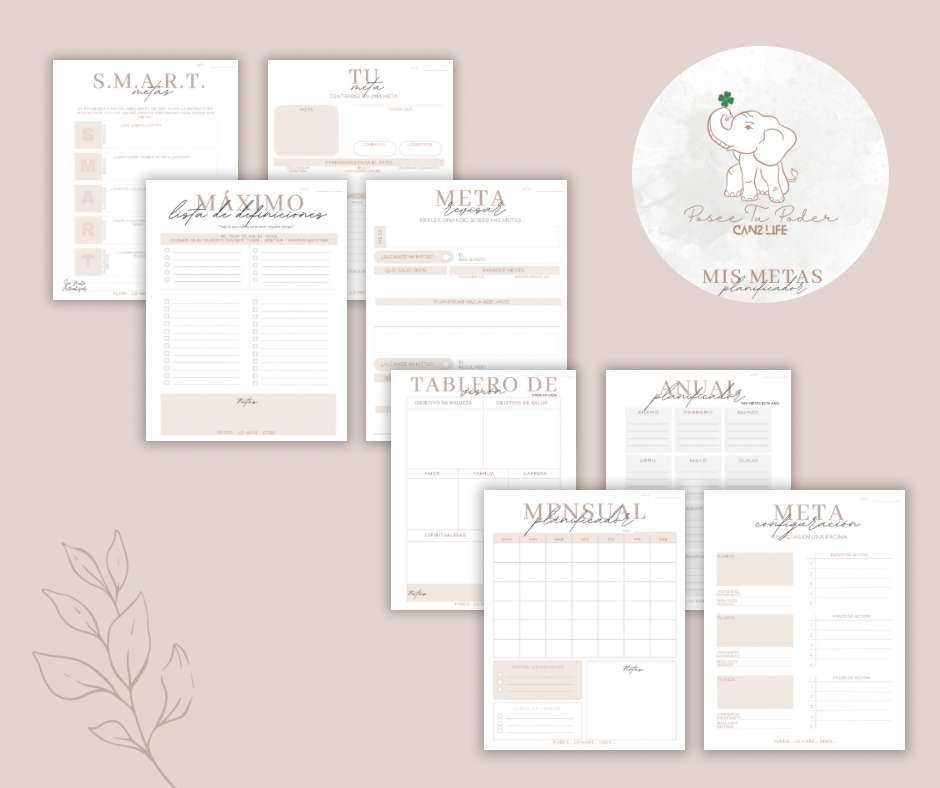 Mi Planificador De Metas Imprimible Sin Fecha 12 paginas